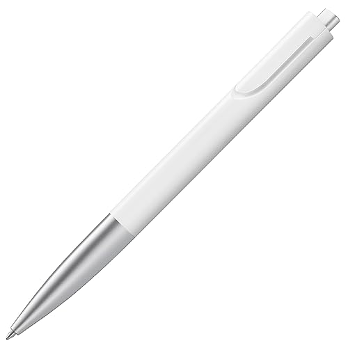 LAMY noto schlichter Kugelschreiber 283 aus Kunststoff in der Farbe weiß-silber mit dreieckigem Korpus und Druckmechanik, inkl. Großraummine LAMY M 16 Strichbreite M in schwarz LAMY noto schlichter Kugelschreiber 283 aus Kunststoff in der Farbe weiß-silber mit dreieckigem Korpus und Druckmechanik, inkl. Großraummine LAMY M 16 Strichbreite M in schwarz von Lamy