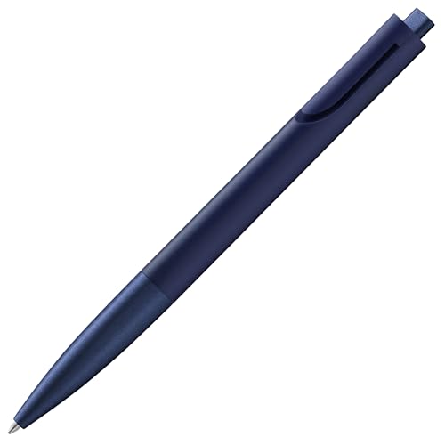 LAMY noto schlichter Kugelschreiber 283 aus Kunststoff in der Farbe dunkelblau mit dreieckigem Korpus und Druckmechanik, inkl. Großraummine M 16 Strichbreite M in schwarz von Lamy