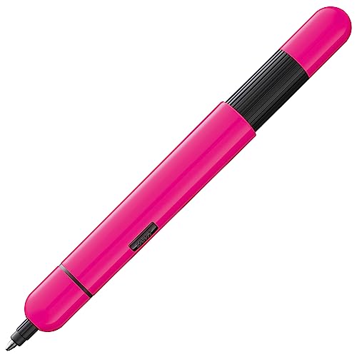 LAMY pico kleiner Taschen-Kugelschreiber 288 aus Metall im Lack-Finish in der Farbe neonpink mit Druckmechanik, inkl. Compactmine LAMY M 22 Strichbreite M in schwarz von Lamy