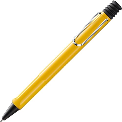 LAMY safari moderner Kugelschreiber 218 aus robustem Kunststoff in gelb mit ergonomischem Griff und selbstfederndem Metallclip, inkl. Großraummine LAMY M 16 M blau von Lamy