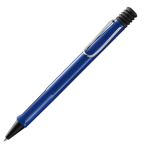 LAMY safari moderner Kugelschreiber 214 aus robustem Kunststoff in blau mit ergonomischem Griff und selbstfederndem Metallclip, inkl. Großraummine LAMY M 16 M blau von Lamy