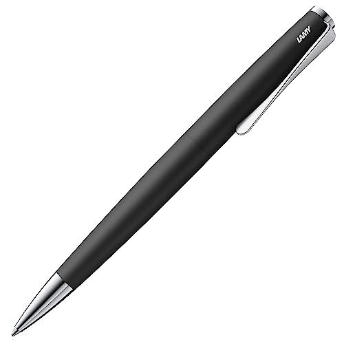 LAMY studio Premium Kugelschreiber 267 aus Edelstahl in schwarz mattem Lack-Finish, propellerförmige Clip-Drehmechanik, Inkl. LAMY Großraummine M 16 schwarz M von Lamy
