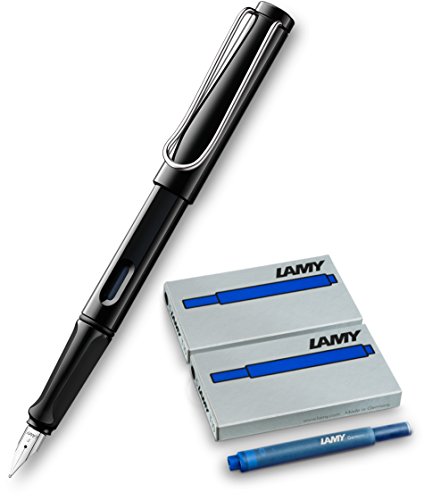 Lamy, "Safari", Füllfederhalter, feine Feder, weiß, Schwarz + 10 Patronen Blau, Füllfederhalter Safari Lamy, "Safari", Füllfederhalter, feine Feder, weiß, Schwarz + 10 Patronen Blau, Füllfederhalter Safari von Lamy