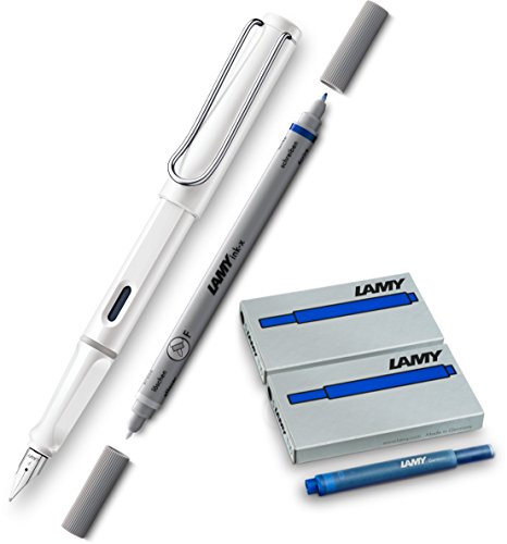 Lamy, "Safari", Füllfederhalter, feine Feder, weiß, Weiß + Löscher F + 10 Patronen Blau, Füllfederhalter Safari Lamy, "Safari", Füllfederhalter, feine Feder, weiß, Weiß + Löscher F + 10 Patronen Blau, Füllfederhalter Safari von Lamy