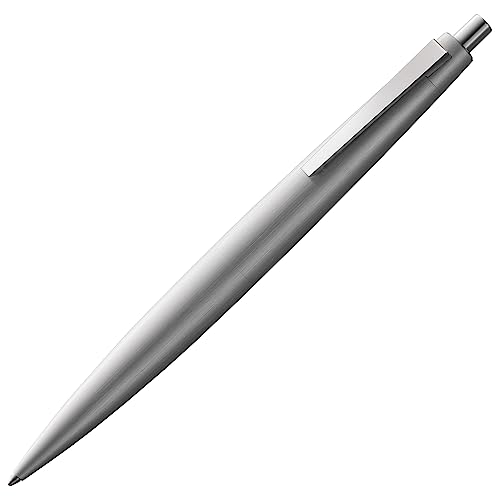 Lamy 2000 silver Kugelschreiber – edler Kuli im samtmatt polierten Gehäuse aus Edelstahl – perfekt ausbalanciert - inkl. Großraummine M 16 in Stichbreite M in schwarz von Lamy