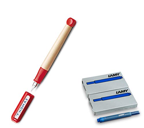 Lamy Füllfederhalter ABC für Linkshänder [rot] | Auch mit Zubehör wählbar (Rot, Inkl. 2X Tintenpatronen) von Lamy