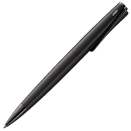LAMY studio Premium Kugelschreiber 266 aus Edelstahl in schwarzem Lack-Finish, propellerförmige Clip-Drehmechanik, Inkl. LAMY Großraummine M 16 schwarz M von Lamy