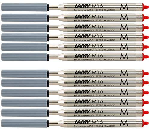 Lamy M 16 Kugelschreiber-Großraummine aus Metall, dokumentenecht, Strichbreite: M (12er Pack, rot) von Lamy