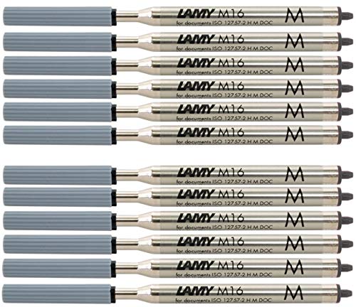 Lamy Kugelschreiber-Groraummine aus Metall, dokumentenecht, Strichbreite: M, Metallmine mit einer Strichbreite von 0,5 mm und einem Taschen Clip fr eine sichere Befestigung, Schwarz, 12er Pack von Lamy