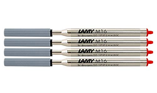 Lamy M16 Kugelschreiber-Großraummine, Strichbreite: F (4er Pack, Rot) von Lamy