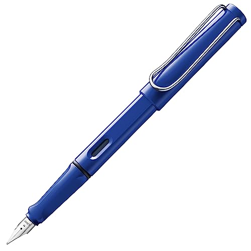 Lamy Safari Füllfederhalter, elegantes Design, coole Stifte, beste Stifte für reibungsloses Schreiben, Journaling und Kalligraphie, blauer Linkshänder-Stift von Lamy