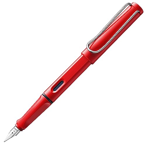 Lamy Safari Füllfederhalter, elegantes Design, coole Stifte, beste Stifte für glattes Schreiben, Journaling und Kalligraphie, für Linkshänder, Rot von Lamy