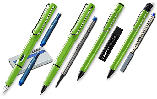 Lamy Safari Set [F?ller + Kugelschreiber + Tintenroller + Bleistift] (inkl. Ersatzminen + Patronen, Gr?n - Green) von Lamy