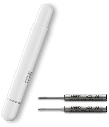 Lamy pico chrome Kugelschreiber – Innovativer Pocket Pen Kuli – mit einem Klick in Full-Size – Gehäuse aus Metall & Strichbreite M – inkl. Compactmine M 22 in schwarz (white +2 Ersatzminen) von Lamy