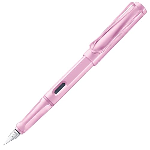 Lamy safari lightrose Füller - Füllhalter mit ergonomischem Griff & polierter Stahlfeder in Strichbreite M – robuster ASA-Kunststoff - inkl. Tintenpatrone T 10 blau - Rechtshänder von Lamy