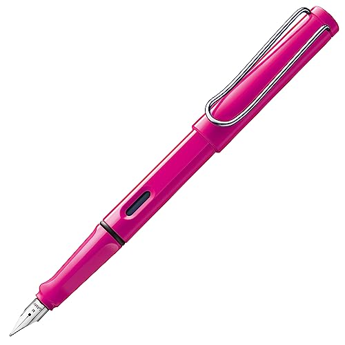 Lamy safari pink Füller - Füllhalter mit ergonomischem Griff & polierter Stahlfeder in Strichbreite M - robuster ASA-Kunststoff - inkl. Tintenpatrone T 10 blau - Rechtshänder von Lamy