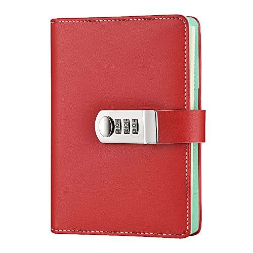 NectaRoy Lock Journal abschließbar nachfüllbar Tagebuch PU Leder Einband Schreiben Notebook Planer Organizer mit Zahlenschloss, Reisetagebuch mit Schloss, Notizblock mit Stifthalter, Größe 185x135 mm von LanSun