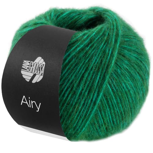 LANA GROSSA Airy | Flauschige Netzgarnstruktur aus 40% Baumwolle gefüllt mit 18% Merino- und 42% Baby Alpaka Fasern | 170m Garn Handstrickgarn | 50g Wolle zum Stricken & Häkeln | Petrolgrün - 5 von Lana Grossa