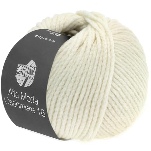 LANA GROSSA Alta Moda Cashmere 16 | Feinste 16 Mikron Merinowolle mit Kaschmiranteil | Handstrickgarn aus 78% Schurwolle (Merino) 12% Kaschmir & 10% Polyamid (Nylon) | 50g zum Stricken | 110m Garn 16 von Lana Grossa