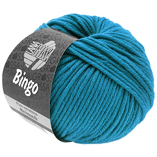 LANA GROSSA Bingo | Extrafeine Merinowolle waschmaschinenfest und filzfrei | Handstrickgarn aus 100% Schurwolle (Merino extrafein) | 50g Wolle zum Stricken & Häkeln | 80m Garn FB 728 von Lana Grossa