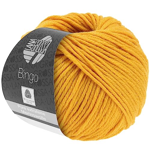 LANA GROSSA Bingo | Extrafeine Merinowolle waschmaschinenfest und filzfrei | Handstrickgarn aus 100% Schurwolle (Merino extrafein) | 50g Wolle zum Stricken & Häkeln | 80m Garn von Lana Grossa