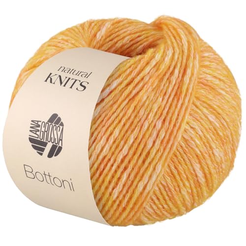 LANA GROSSA Bottoni | Baumwoll-Viskosegemisch mit Merinofasern | Handstrickgarn aus 53% Baumwolle, 24% Viskose & 23% Schurwolle | 50g Wolle zum Stricken & Häkeln | 125m Garn FB 2 von Lana Grossa