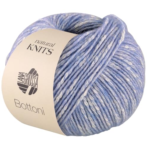 LANA GROSSA Bottoni | Baumwoll-Viskosegemisch mit Merinofasern | Handstrickgarn aus 53% Baumwolle, 24% Viskose & 23% Schurwolle | 50g Wolle zum Stricken & Häkeln | 125m Garn FB 7 von Lana Grossa