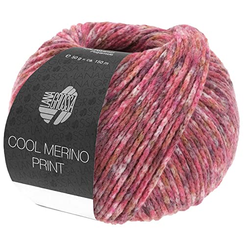 LANA GROSSA Cool Merino Print | Leichtes Kettengarn aus klassischer Merinowolle | Handstrickgarn aus 90% Schurwolle (Merino) & 10% Polyamid | 50g Wolle zum Stricken & Häkeln | 150m Garn von Lana Grossa