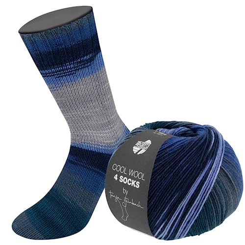 LANA GROSSA Cool Wool 4 Socks Print | Bedrucktes Merino-Sockengarn aus mehrfach verzwirnten Einzelfäden | Handstrickgarne aus 75% Schurwolle (Merino) | 100g Wolle zum Stricken & Häkeln | 420m Garn von Lana Grossa