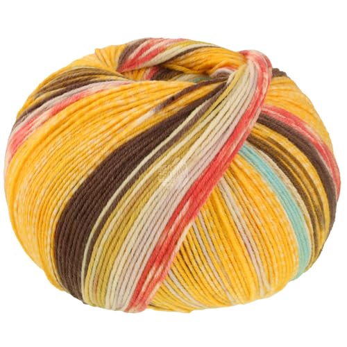 LANA GROSSA Cool Wool 4 Socks Print | Bedrucktes Merino-Sockengarn aus mehrfach verzwirnten Einzelfäden | Handstrickgarne aus 75% Schurwolle | 100g Wolle zum Stricken & Häkeln | 420m Garn FB 7216 von Lana Grossa