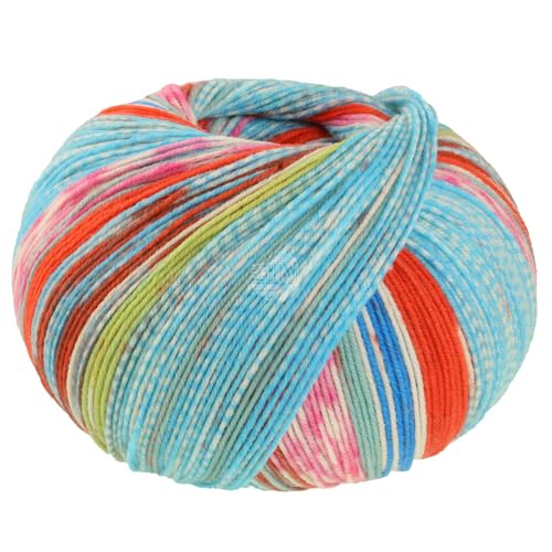 LANA GROSSA Cool Wool 4 Socks Print | Bedrucktes Merino-Sockengarn aus mehrfach verzwirnten Einzelfäden | Handstrickgarne aus 75% Schurwolle | 100g Wolle zum Stricken & Häkeln | 420m Garn FB 7217 von Lana Grossa
