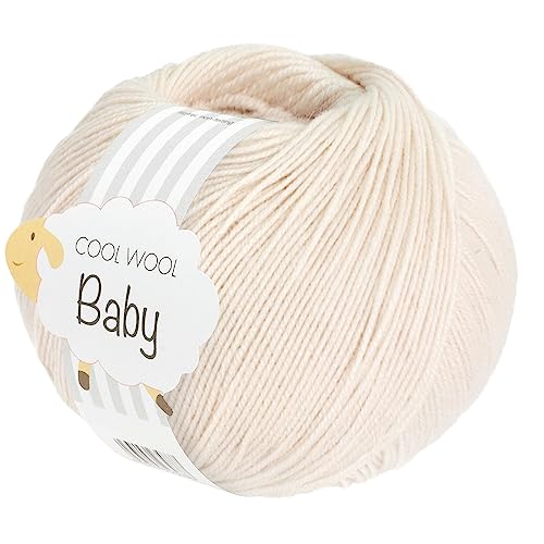 LANA GROSSA Cool Wool Baby | 100% Schurwolle Merino, filzfrei | Handstrickgarn aus 100% Schurwolle (Merino) | 50g Wolle zum Stricken & Häkeln | 220m Garn von Lana Grossa