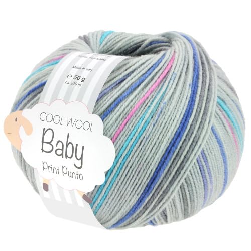 LANA GROSSA Cool Wool Baby Print | 100% Schurwolle Merino, filzfrei | Handstrickgarn aus 100% Schurwolle (Merino) | 50g Wolle zum Stricken & Häkeln | 220m Garn von Lana Grossa