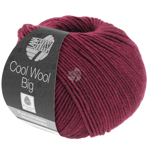 LANA GROSSA Cool Wool Big | Extrafeine Merinowolle waschmaschinenfest und filzfrei | Handstrickgarn aus 100% Schurwolle (Merino) | 50g Wolle zum Stricken & Häkeln | 120m Garn FB 1000 von Lana Grossa