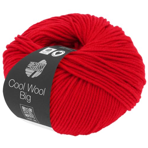 LANA GROSSA Cool Wool Big | Extrafeine Merinowolle waschmaschinenfest und filzfrei | Handstrickgarn aus 100% Schurwolle (Merino) | 50g Wolle zum Stricken & Häkeln | 120m Garn FB 923 von Lana Grossa