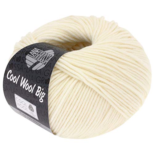 LANA GROSSA Cool Wool Big | Extrafeine Merinowolle waschmaschinenfest und filzfrei | Handstrickgarn aus 100% Schurwolle (Merino) | 50g Wolle zum Stricken & Häkeln | 120m Garn FB 601 von Lana Grossa