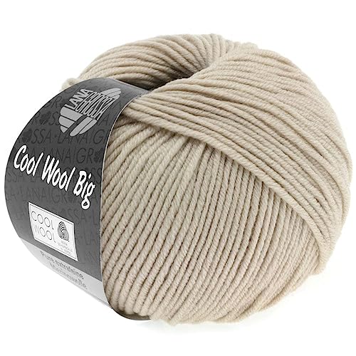 LANA GROSSA Cool Wool Big | Extrafeine Merinowolle waschmaschinenfest und filzfrei | Handstrickgarn aus 100% Schurwolle (Merino) | 50g Wolle zum Stricken & Häkeln | 120m Garn FB 945 von Lana Grossa