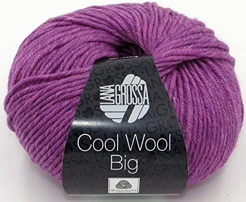 LANA GROSSA Cool Wool Big Melange | Extrafeine Merinowolle waschmaschinenfest und filzfrei | Handstrickgarn aus 100% Schurwolle (Merino) | 50g Wolle zum Stricken & Häkeln | 120m Garn FB 7351 von Lana Grossa