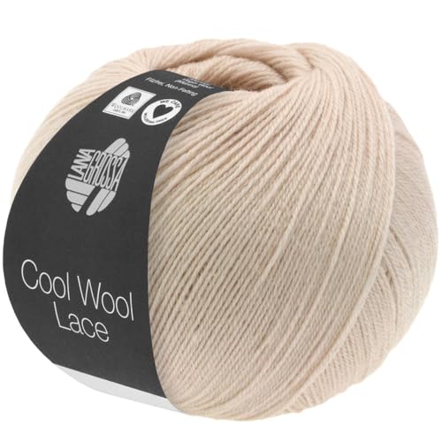 LANA GROSSA Cool Wool Lace | Extrafeine Merinowolle waschmaschinenfest und filzfrei | Handstrickgarn aus 100% Schurwolle (Merino) | 50g Wolle zum Stricken & Häkeln | 400m Garn FB 13 von Lana Grossa