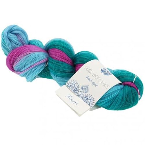 LANA GROSSA Cool Wool Lace Hand-Dyed | Extrafeine Merinowolle waschmaschinenfest, filzfrei und handgefärbt. | Handstrickgarn, 100% Schurwolle (Merino) | 100g Wolle zum Stricken & Häkeln | 800m Garn von Lana Grossa