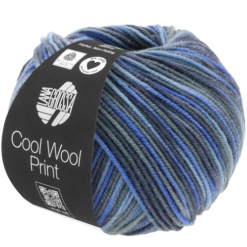 LANA GROSSA Cool Wool Print | Extrafeine Merinowolle waschmaschinenfest und filzfrei | Handstrickgarn aus 100% Schurwolle (Merino extrafein) | 50g Wolle zum Stricken & Häkeln | 160m Garn von Lana Grossa