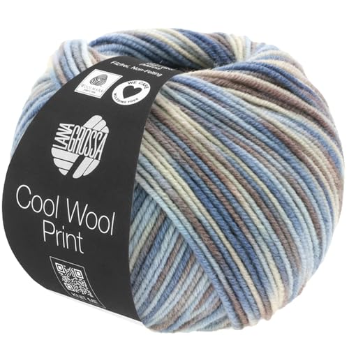 LANA GROSSA Cool Wool Print | Extrafeine Merinowolle waschmaschinenfest und filzfrei | Handstrickgarn aus 100% Schurwolle (Merino extrafein) | 50g Wolle zum Stricken & Häkeln | 160m Garn von Lana Grossa