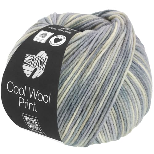 LANA GROSSA Cool Wool Print | Extrafeine Merinowolle waschmaschinenfest und filzfrei | Handstrickgarn aus 100% Schurwolle (Merino extrafein) | 50g Wolle zum Stricken & Häkeln | 160m Garn FB 829 von Lana Grossa