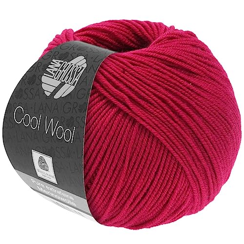 LANA GROSSA Cool Wool Uni | Extrafeine Merinowolle waschmaschinenfest und filzfrei | Handstrickgarn aus 100% Schurwolle (Merino extrafein) | 50g Wolle zum Stricken & Häkeln | 160m Garn von Lana Grossa