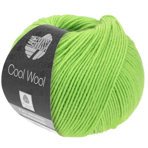 LANA GROSSA Cool Wool Uni | Extrafeine Merinowolle waschmaschinenfest und filzfrei | Handstrickgarn aus 100% Schurwolle (Merino extrafein) | 50g Wolle zum Stricken & Häkeln | 160m Garn von Lana Grossa