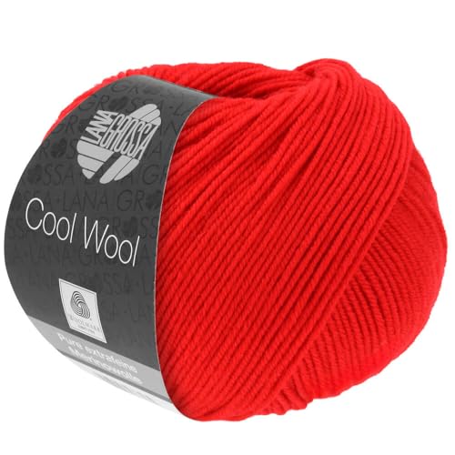 LANA GROSSA Cool Wool Uni | Extrafeine Merinowolle waschmaschinenfest und filzfrei | Handstrickgarn aus 100% Schurwolle (Merino extrafein) | 50g Wolle zum Stricken & Häkeln | 160m Garn von Lana Grossa