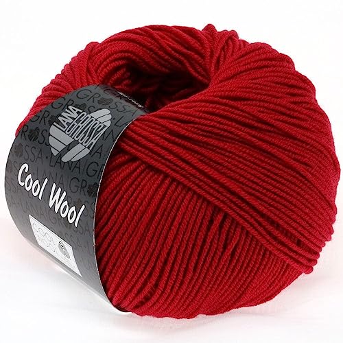 LANA GROSSA Cool Wool Uni | Extrafeine Merinowolle waschmaschinenfest und filzfrei | Handstrickgarn aus 100% Schurwolle (Merino extrafein) | 50g Wolle zum Stricken & Häkeln | 160m Garn von Lana Grossa