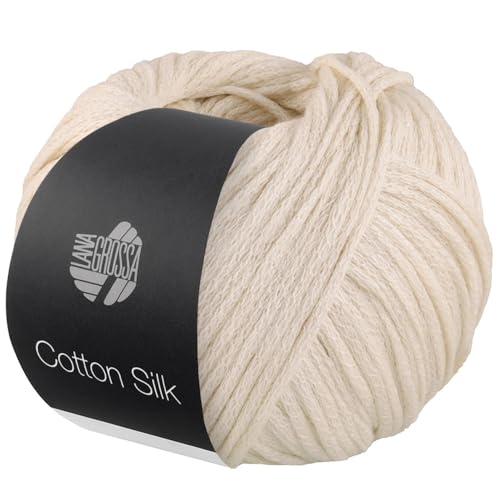 LANA GROSSA Cotton Silk | Edles Effektgarn aus Maulbeerseide gefüllt mit Baumwolle | Handstrickgarn aus 70% Baumwolle & 30% Seide | 50g Wolle zum Stricken & Häkeln | 140m Garn von Lana Grossa