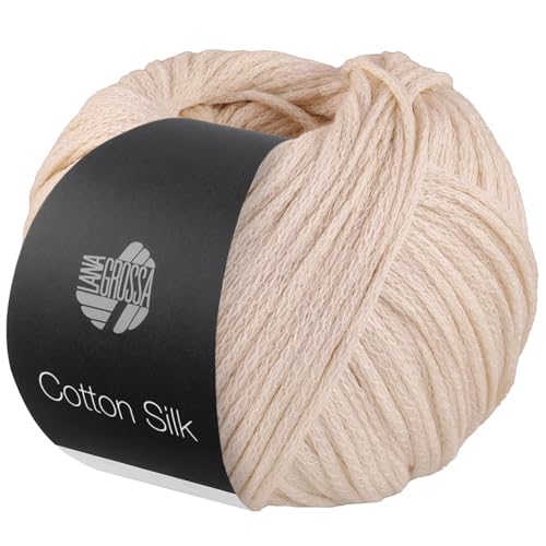LANA GROSSA Cotton Silk | Edles Effektgarn aus Maulbeerseide gefüllt mit Baumwolle | Handstrickgarn aus 70% Baumwolle & 30% Seide | 50g Wolle zum Stricken & Häkeln | 140m Garn FB 9 von Lana Grossa