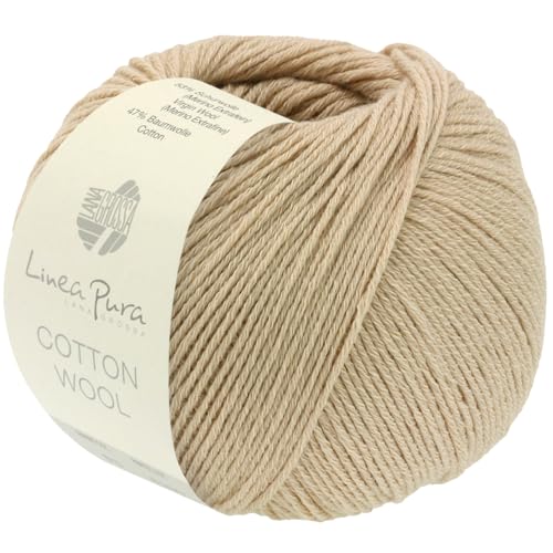 LANA GROSSA Cotton Wool | Klassisches Schurwollgarn mit Baumwolle | Handstrickgarn aus 53% Schurwolle (Merino extrafein) & 47% Baumwolle | 50g Wolle zum Stricken & Häkeln | 195m Garn FB 10 von Lana Grossa